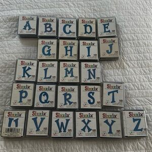 SIZZIX Fun Serrif Alphabet Dies upper case Letter Set w/ Individual Cases 24